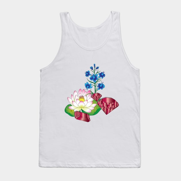 Water Lily and Larkspur Tank Top by OrangeEdenDesigns